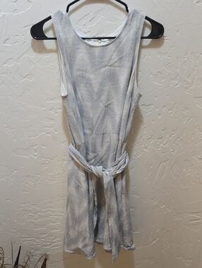 GAP Striped Sleeveless Tie-Waist Mini Dress in Blue and White